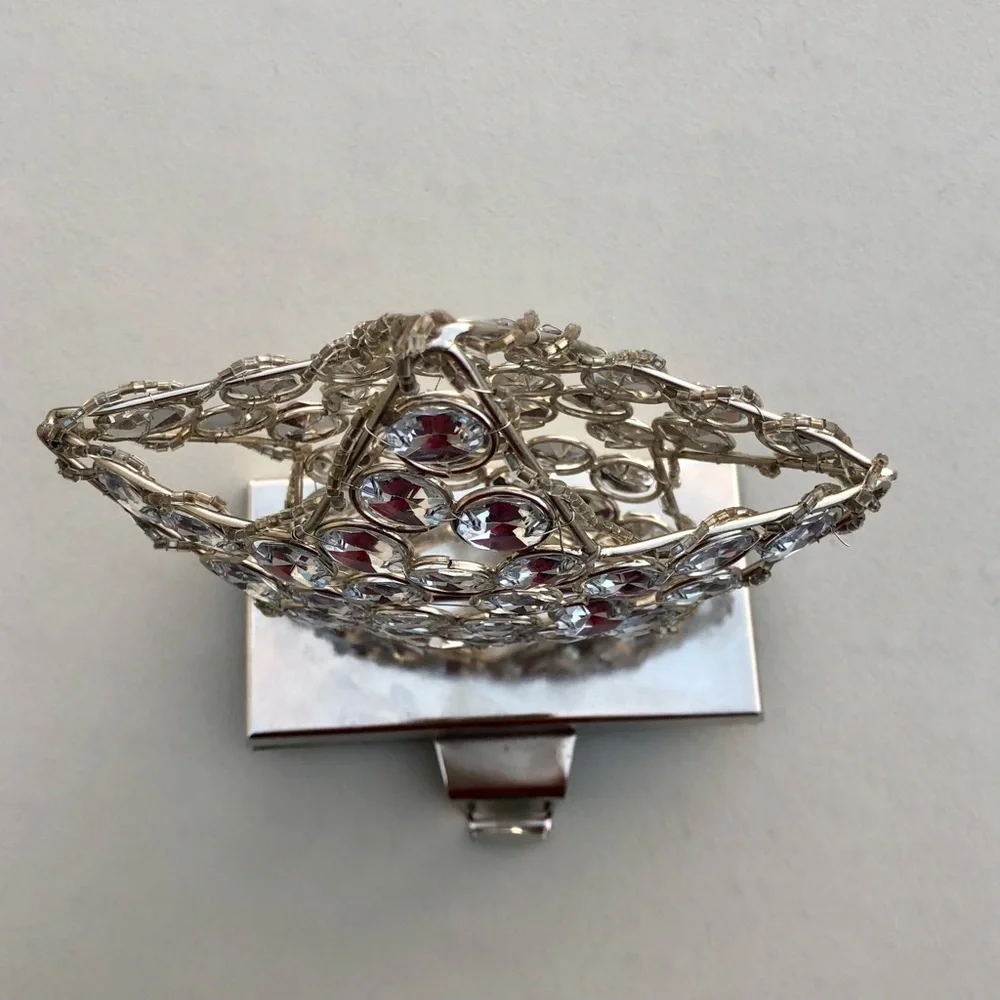 Silver Star Stocking Holder Rhinestones Moldable - Picture 3 of 7